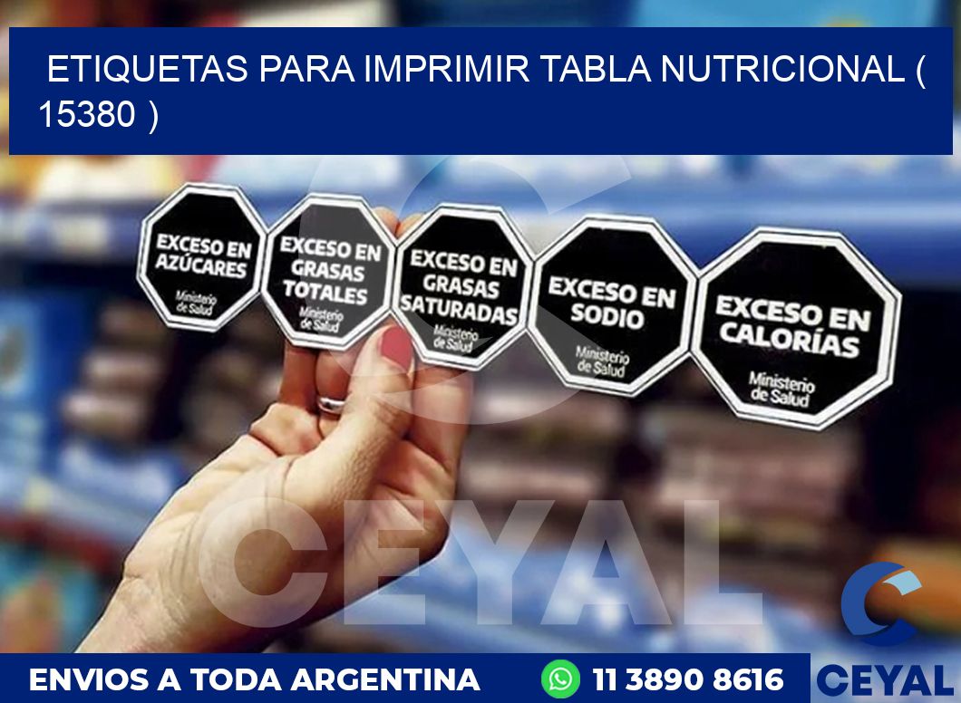 ETIQUETAS PARA IMPRIMIR TABLA NUTRICIONAL ( 15380 )