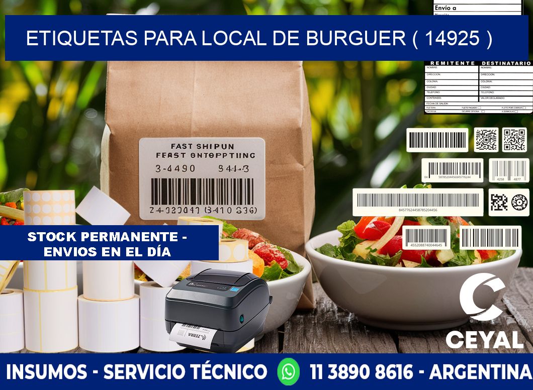ETIQUETAS PARA LOCAL DE BURGUER ( 14925 )