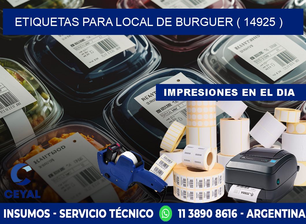 ETIQUETAS PARA LOCAL DE BURGUER ( 14925 )