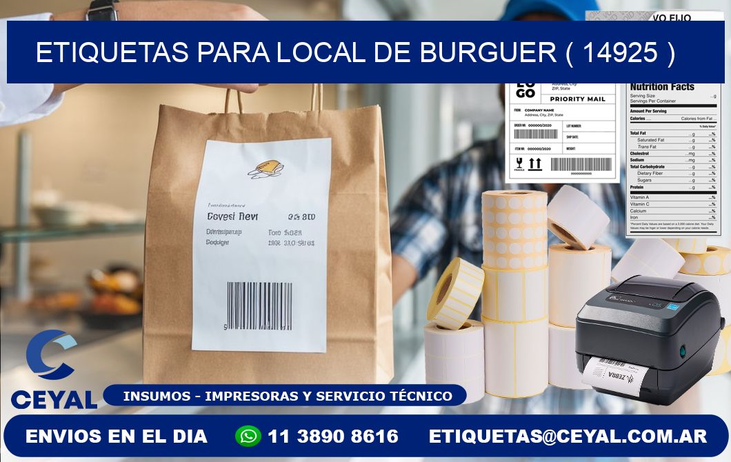 ETIQUETAS PARA LOCAL DE BURGUER ( 14925 )