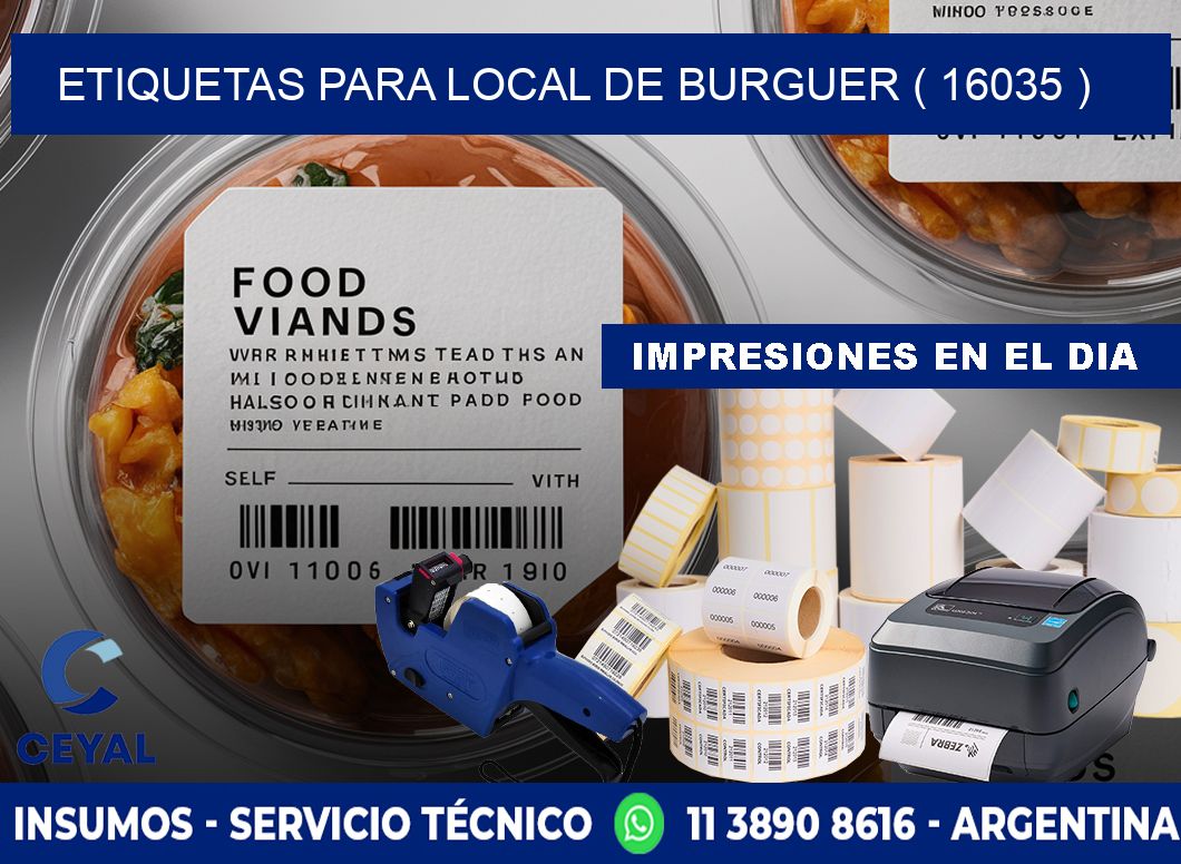 ETIQUETAS PARA LOCAL DE BURGUER ( 16035 )