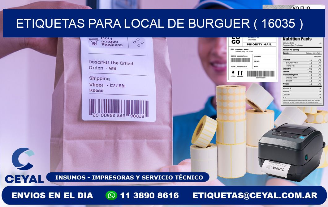 ETIQUETAS PARA LOCAL DE BURGUER ( 16035 )