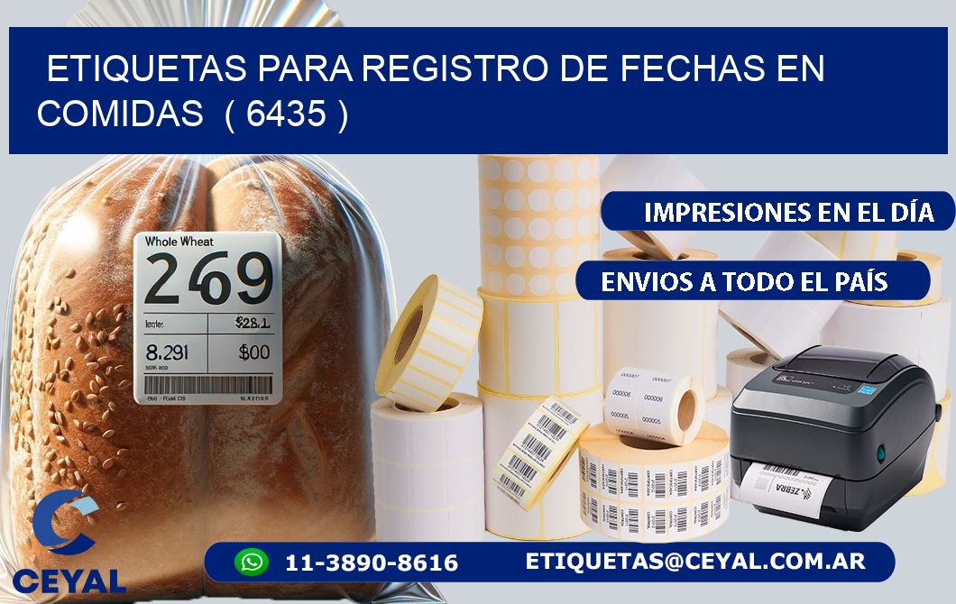 ETIQUETAS PARA REGISTRO DE FECHAS EN COMIDAS  ( 6435 )