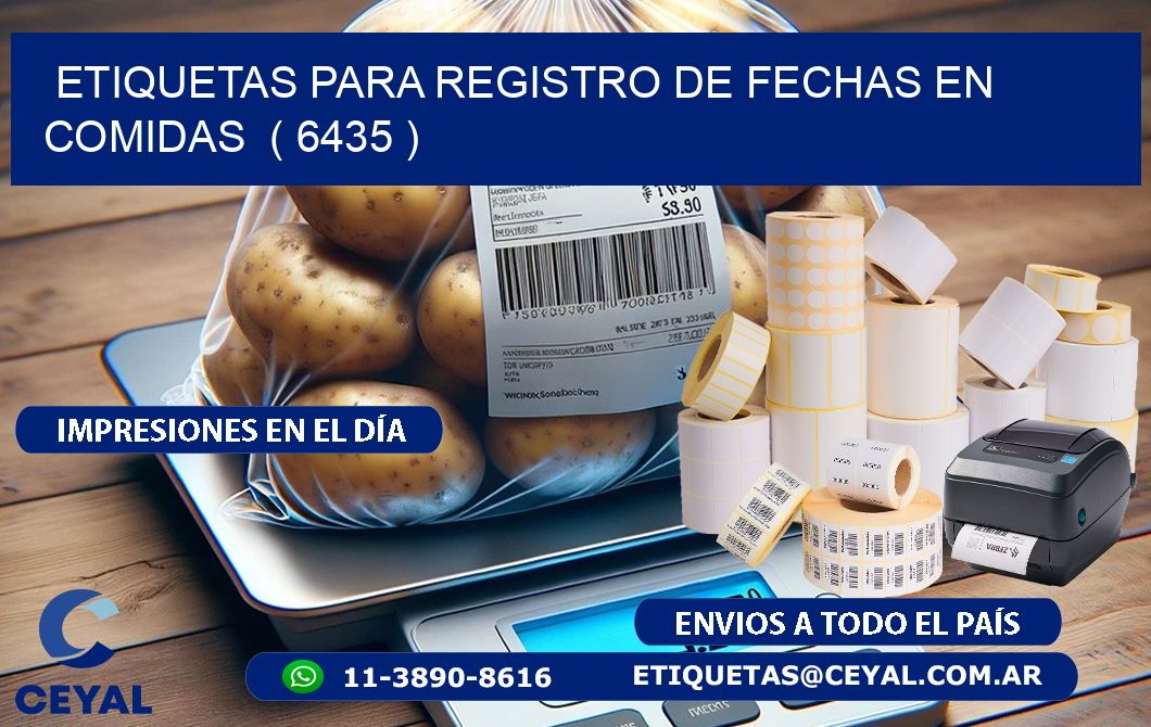 ETIQUETAS PARA REGISTRO DE FECHAS EN COMIDAS  ( 6435 )