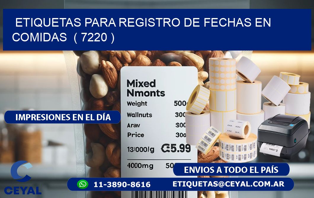 ETIQUETAS PARA REGISTRO DE FECHAS EN COMIDAS  ( 7220 )