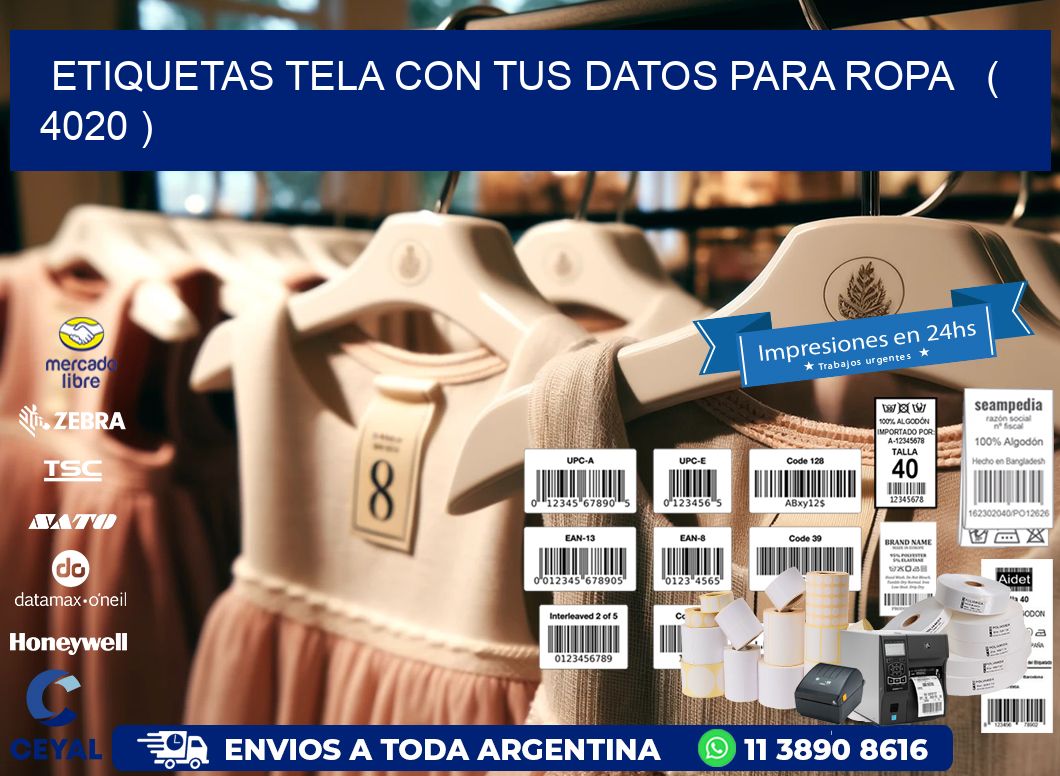 ETIQUETAS TELA CON TUS DATOS PARA ROPA   ( 4020 )