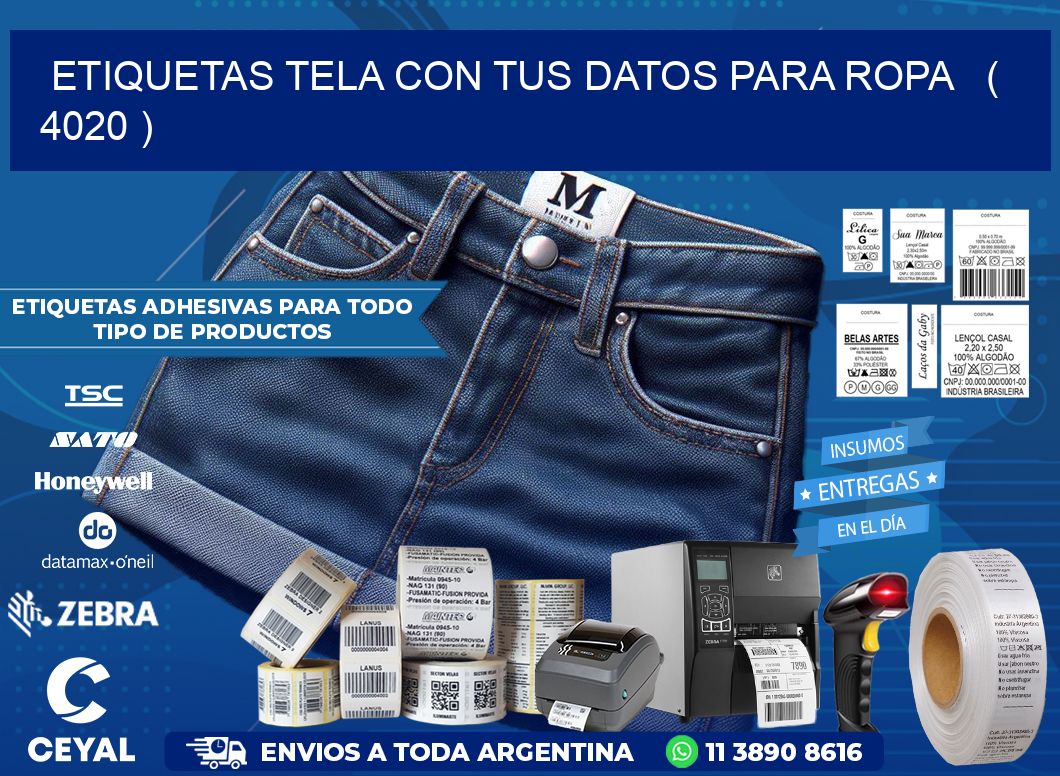 ETIQUETAS TELA CON TUS DATOS PARA ROPA   ( 4020 )