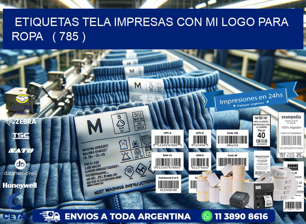 ETIQUETAS TELA IMPRESAS CON MI LOGO PARA ROPA   ( 785 )
