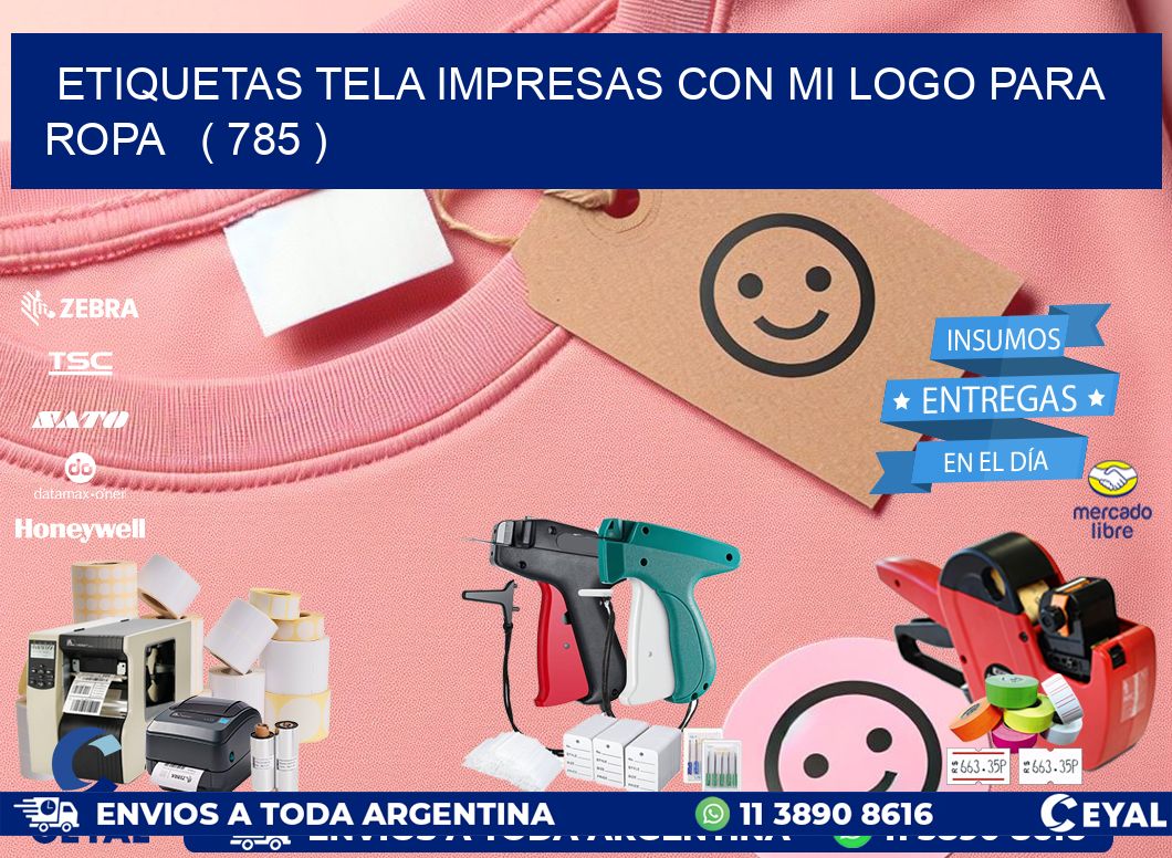 ETIQUETAS TELA IMPRESAS CON MI LOGO PARA ROPA   ( 785 )