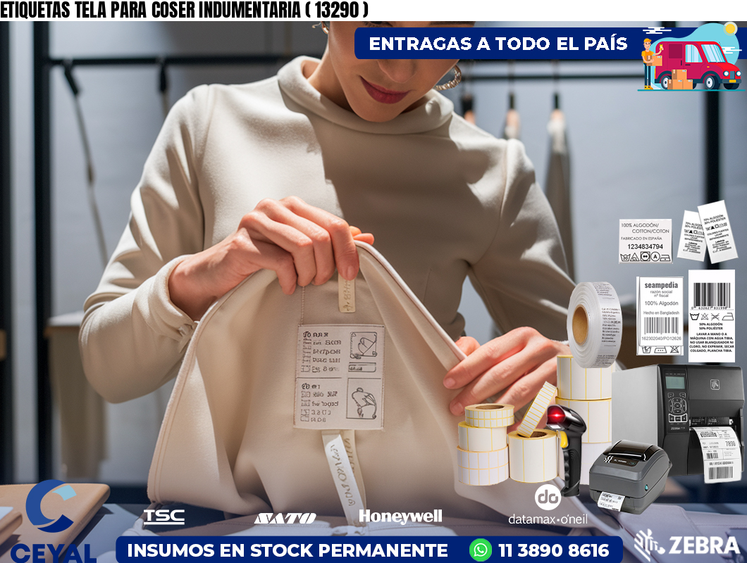 ETIQUETAS TELA PARA COSER INDUMENTARIA ( 13290 )