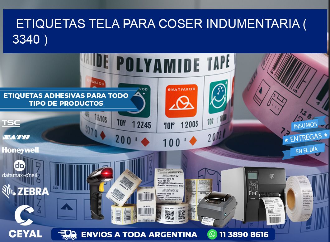 ETIQUETAS TELA PARA COSER INDUMENTARIA ( 3340 )