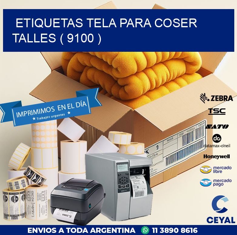 ETIQUETAS TELA PARA COSER TALLES ( 9100 )