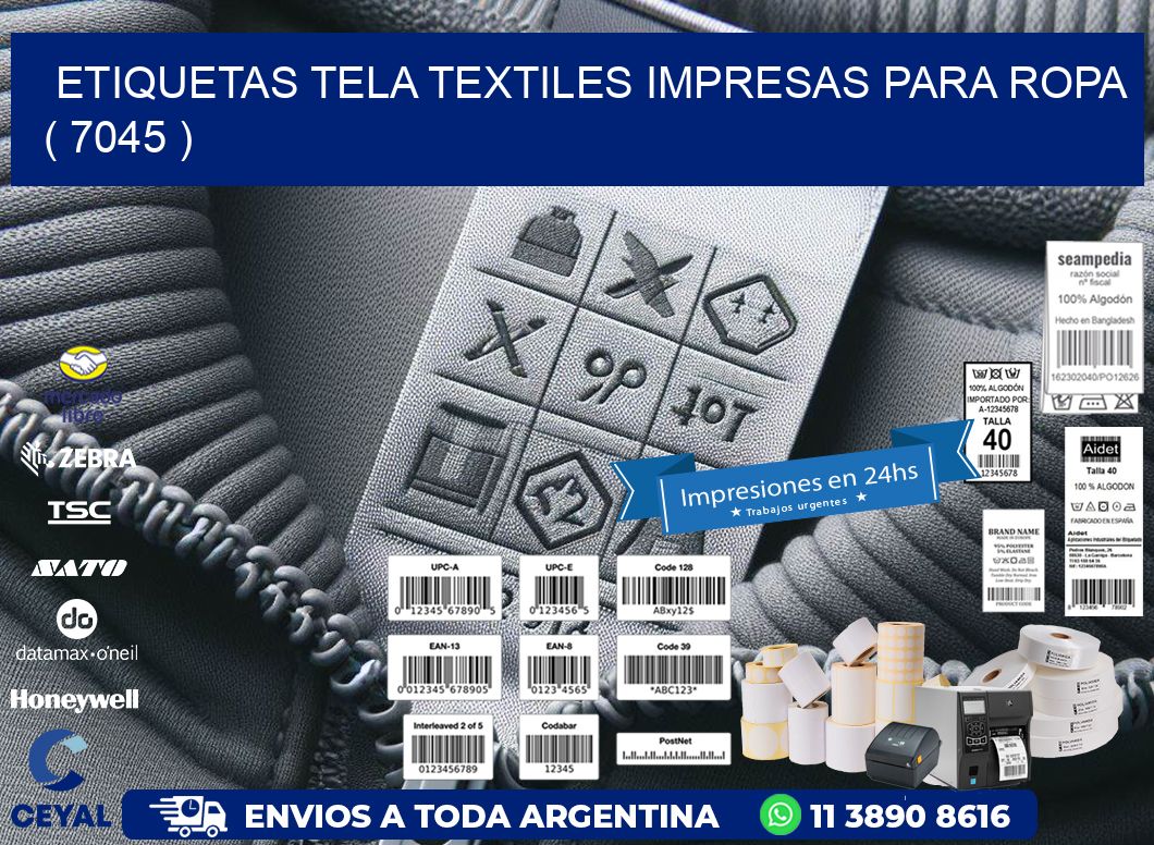 ETIQUETAS TELA TEXTILES IMPRESAS PARA ROPA   ( 7045 )