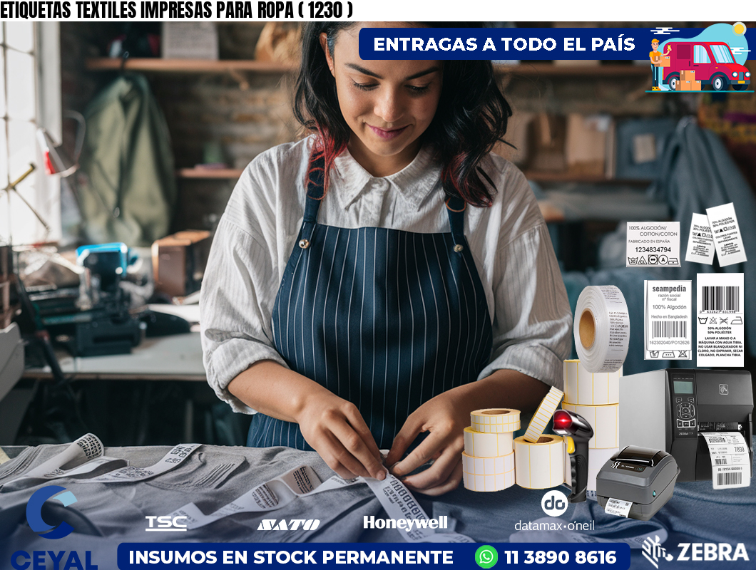 ETIQUETAS TEXTILES IMPRESAS PARA ROPA ( 1230 )