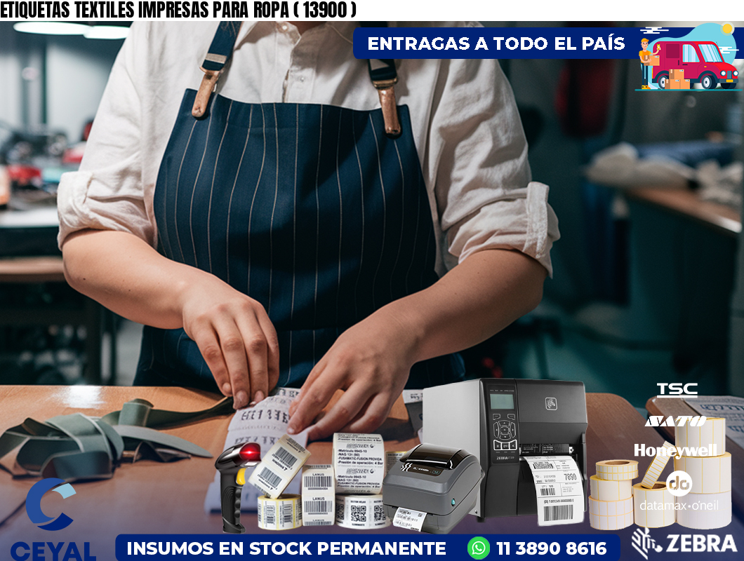 ETIQUETAS TEXTILES IMPRESAS PARA ROPA ( 13900 )