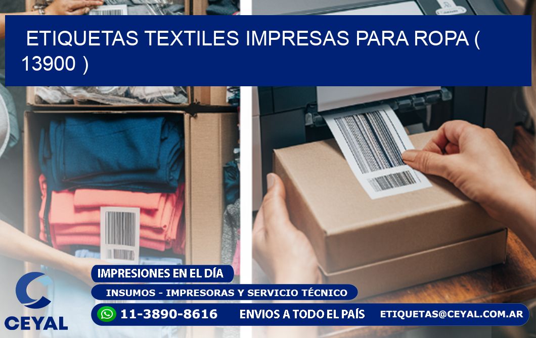 ETIQUETAS TEXTILES IMPRESAS PARA ROPA ( 13900 )