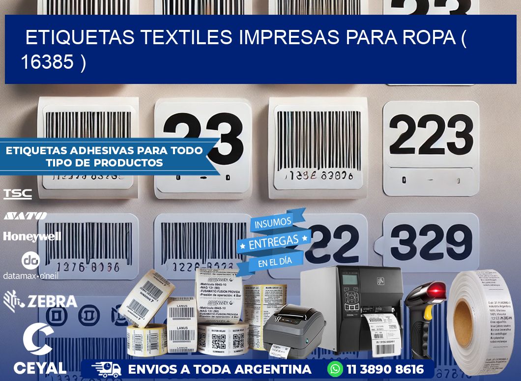 ETIQUETAS TEXTILES IMPRESAS PARA ROPA ( 16385 )
