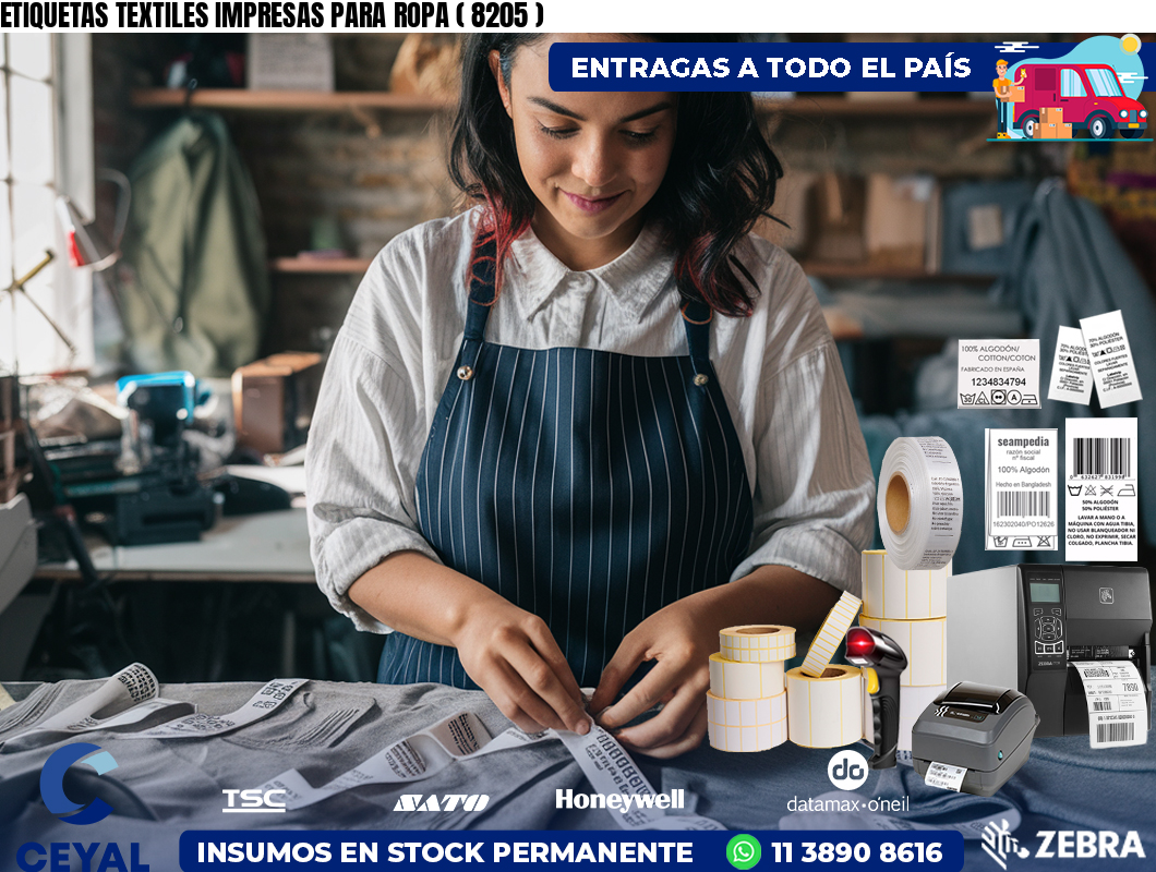 ETIQUETAS TEXTILES IMPRESAS PARA ROPA ( 8205 )