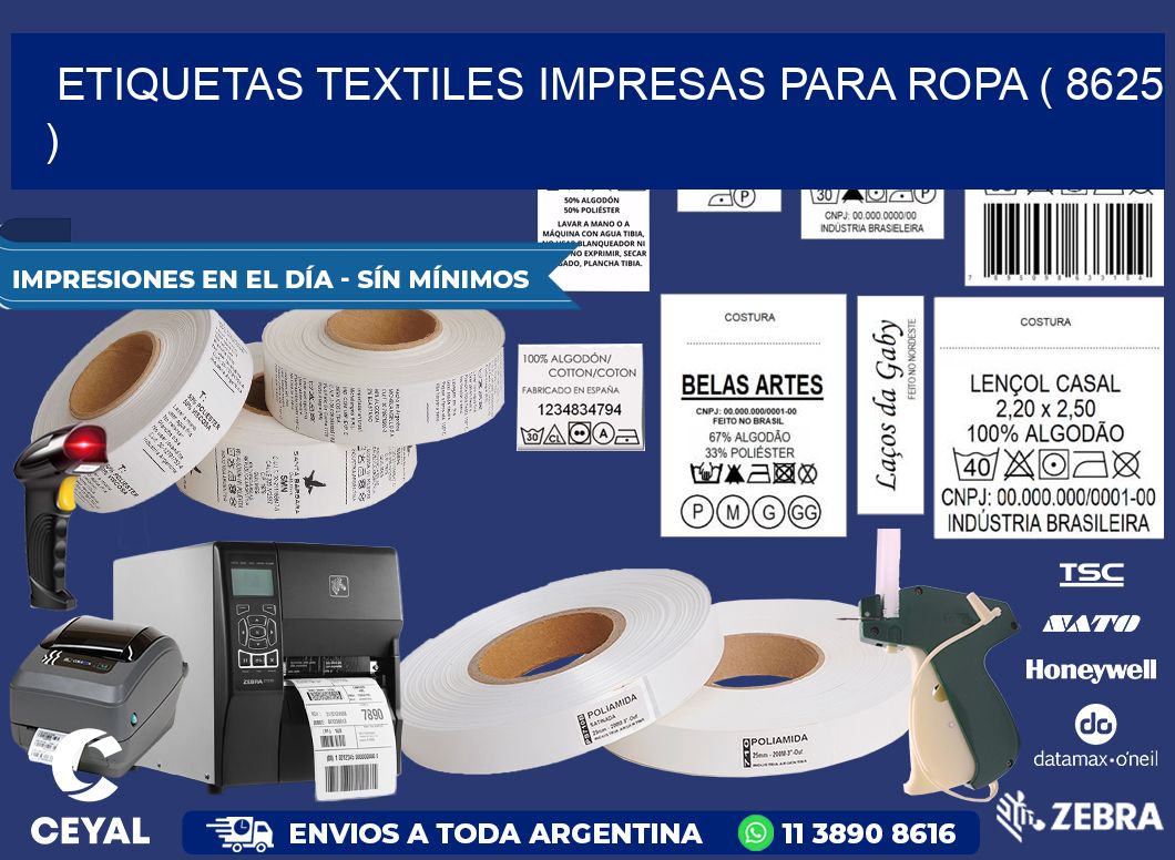 ETIQUETAS TEXTILES IMPRESAS PARA ROPA ( 8625 )