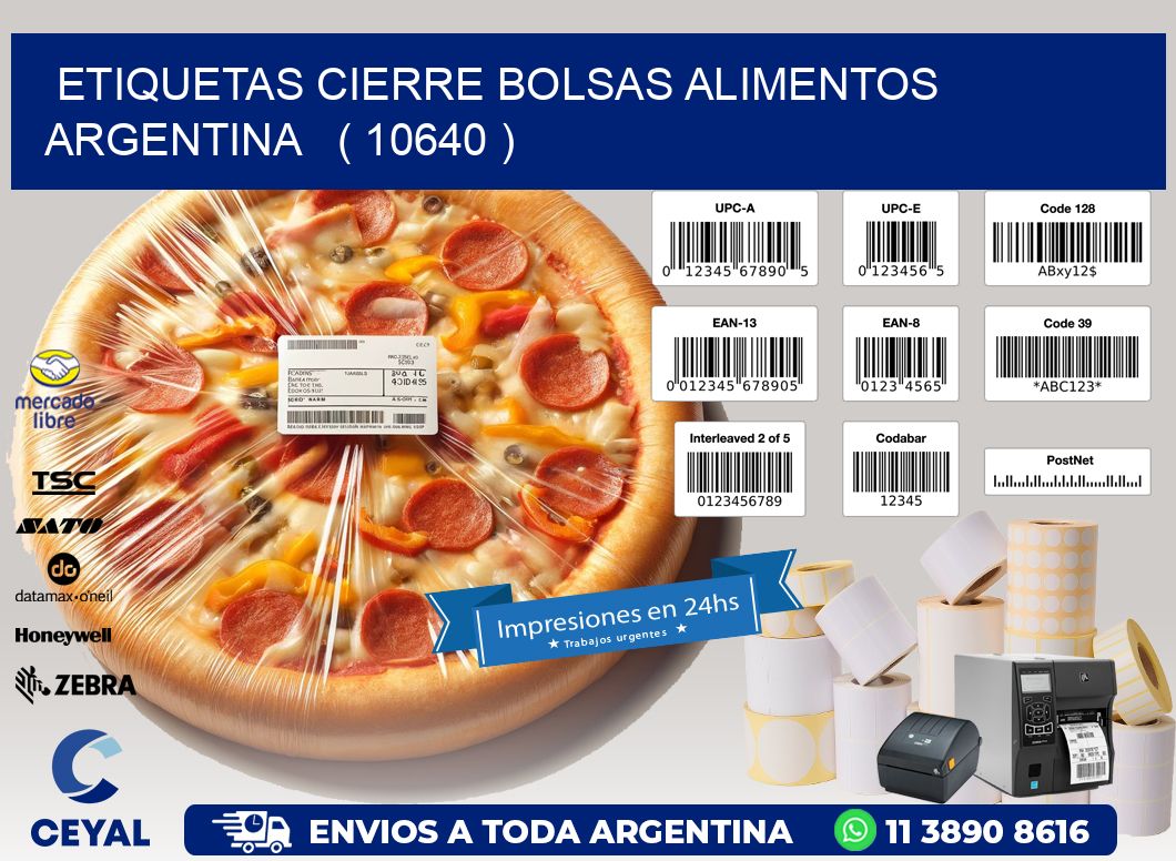 ETIQUETAS CIERRE BOLSAS ALIMENTOS ARGENTINA   ( 10640 )