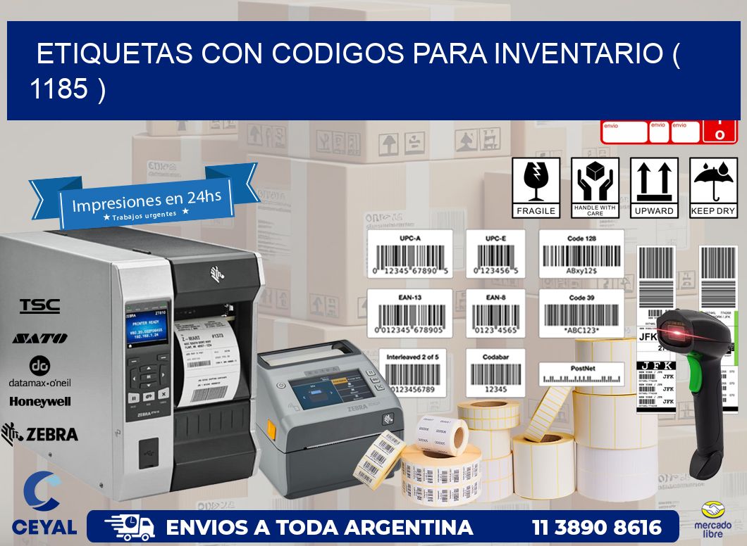 ETIQUETAS CON CODIGOS PARA INVENTARIO ( 1185 )