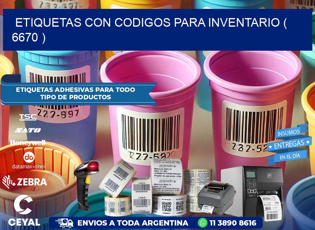 ETIQUETAS CON CODIGOS PARA INVENTARIO ( 6670 )