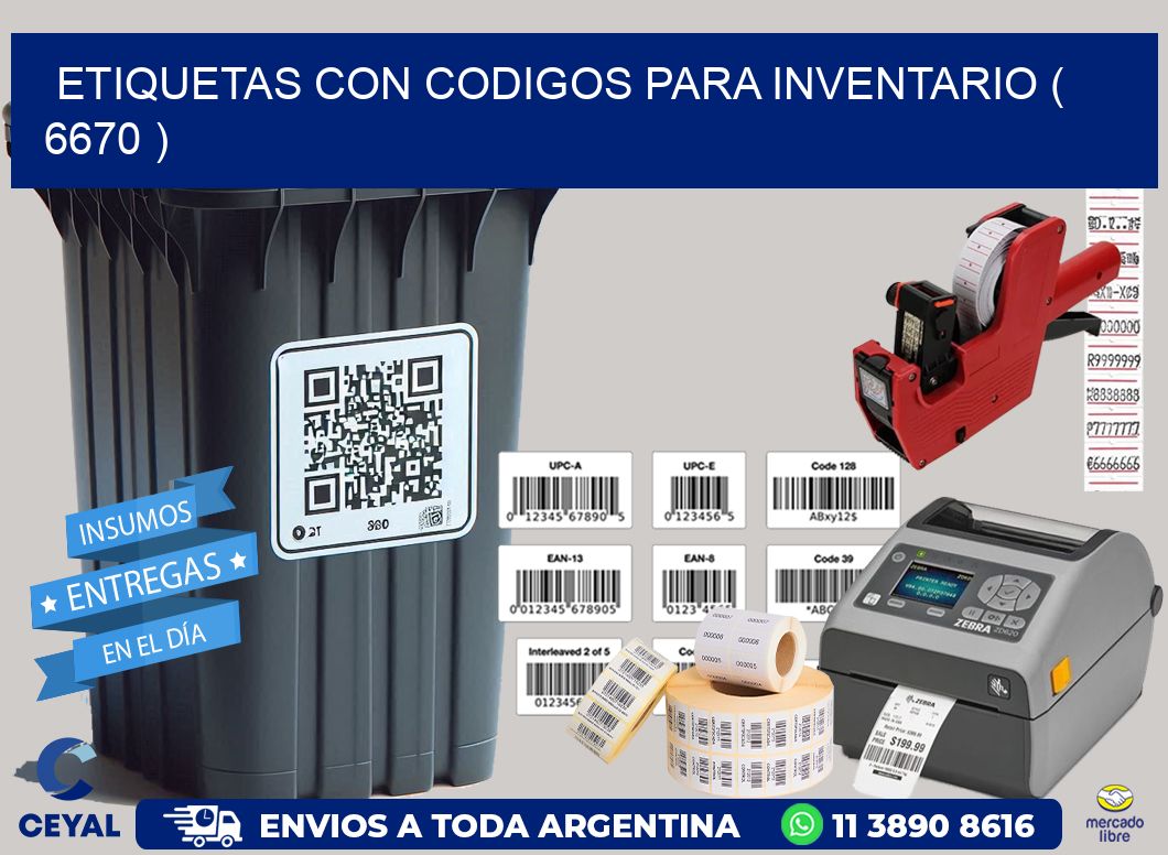 ETIQUETAS CON CODIGOS PARA INVENTARIO ( 6670 )