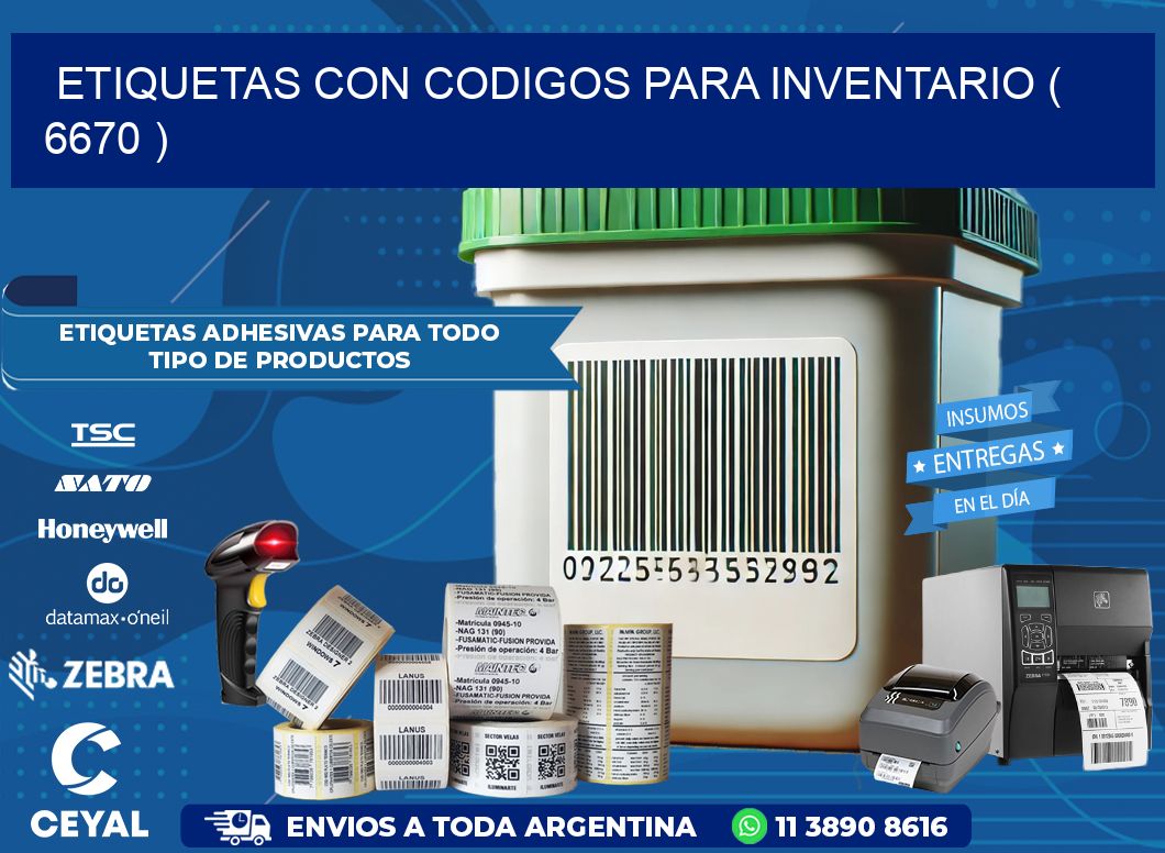 ETIQUETAS CON CODIGOS PARA INVENTARIO ( 6670 )