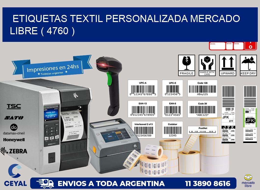 ETIQUETAS TEXTIL PERSONALIZADA MERCADO LIBRE ( 4760 )