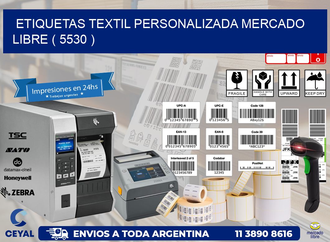 ETIQUETAS TEXTIL PERSONALIZADA MERCADO LIBRE ( 5530 )