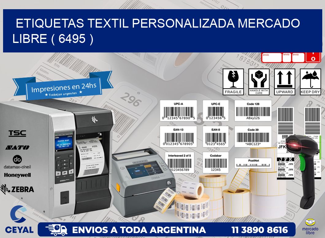 ETIQUETAS TEXTIL PERSONALIZADA MERCADO LIBRE ( 6495 )