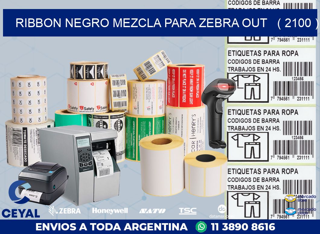 RIBBON NEGRO MEZCLA PARA ZEBRA OUT   ( 2100 )