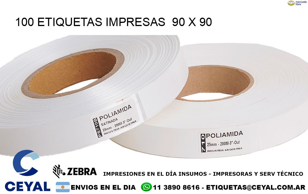 100 ETIQUETAS IMPRESAS  90 x 90