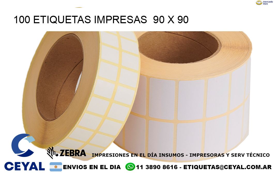 100 ETIQUETAS IMPRESAS  90 x 90