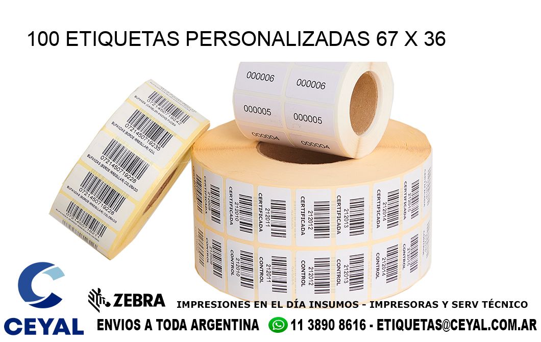 100 ETIQUETAS PERSONALIZADAS 67 x 36