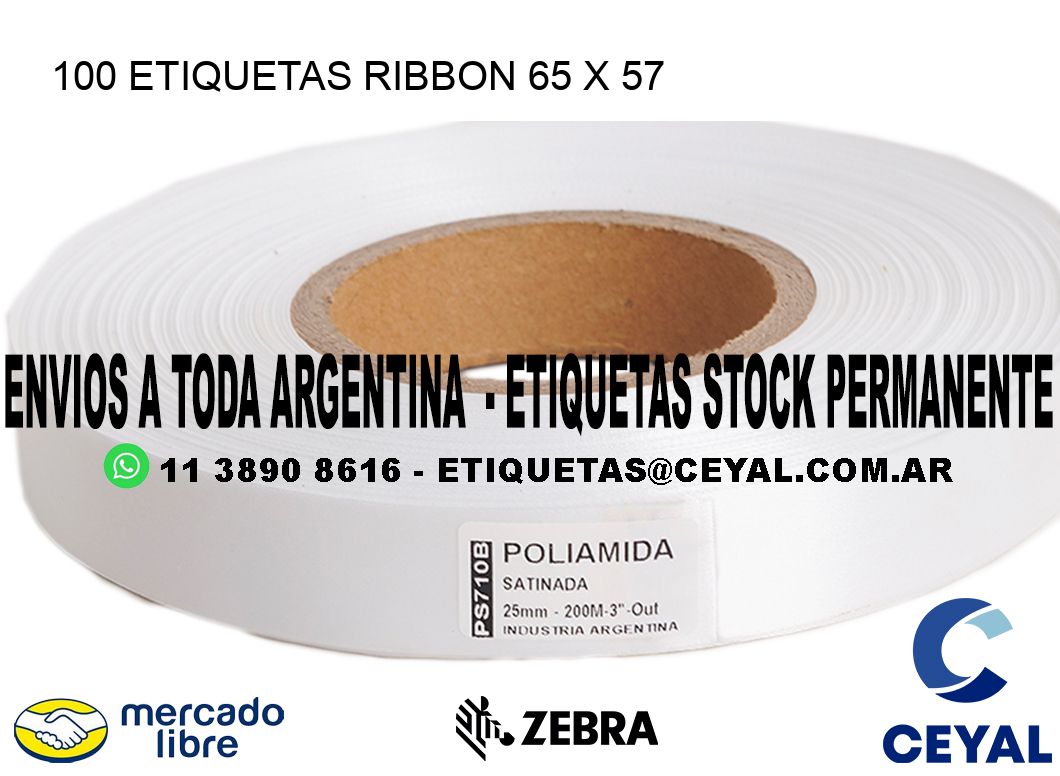 100 ETIQUETAS RIBBON 65 x 57