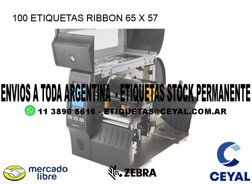 100 ETIQUETAS RIBBON 65 x 57