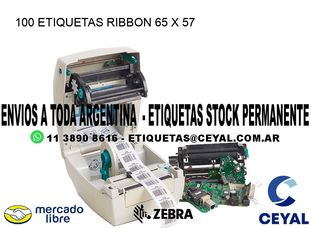 100 ETIQUETAS RIBBON 65 x 57