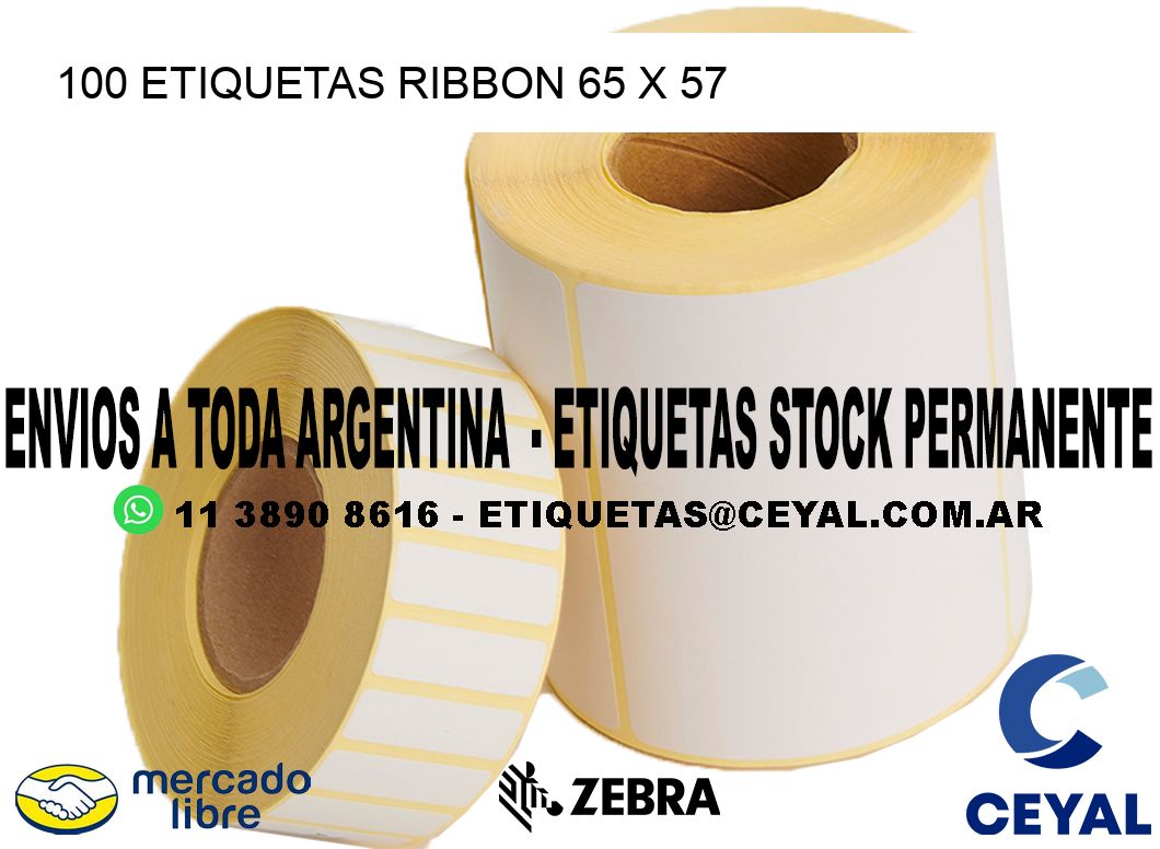 100 ETIQUETAS RIBBON 65 x 57