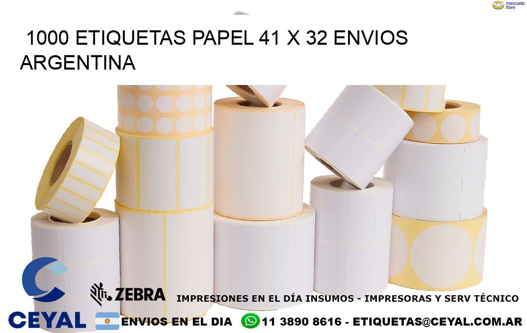 1000 ETIQUETAS PAPEL 41 x 32 ENVIOS ARGENTINA