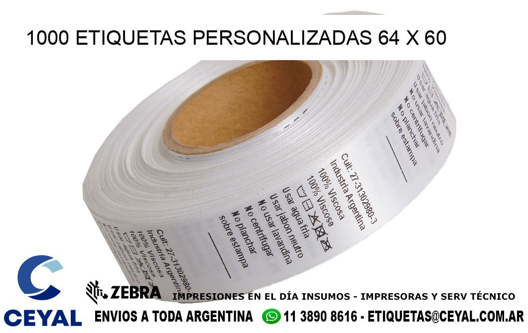 1000 ETIQUETAS PERSONALIZADAS 64 x 60