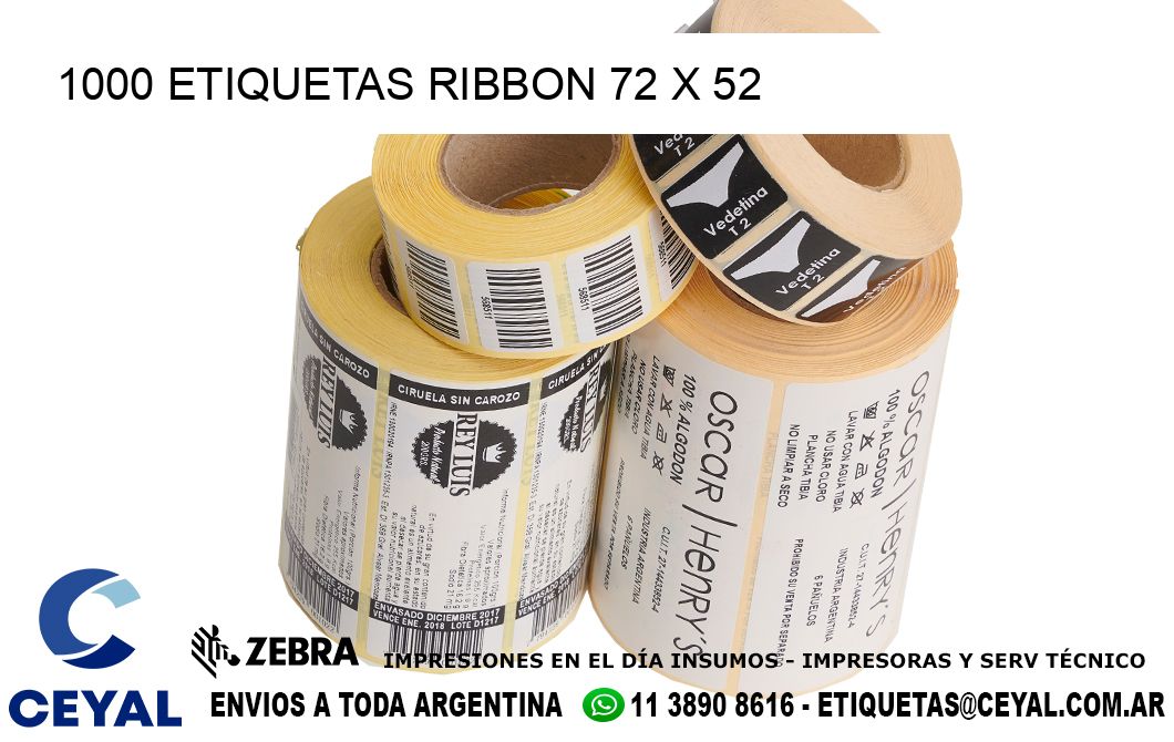 1000 ETIQUETAS RIBBON 72 x 52