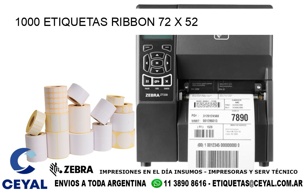 1000 ETIQUETAS RIBBON 72 x 52