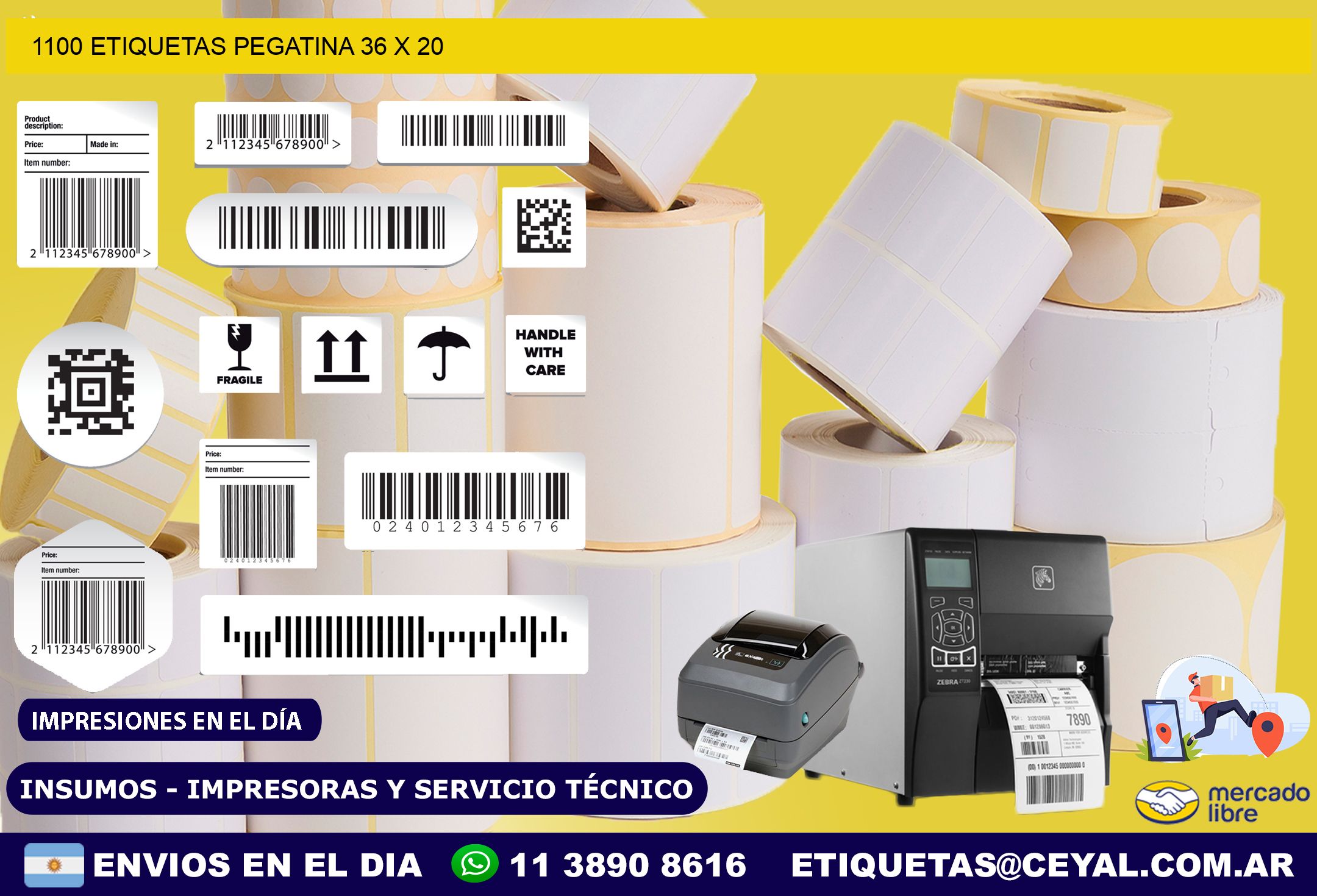 1100 ETIQUETAS PEGATINA 36 x 20