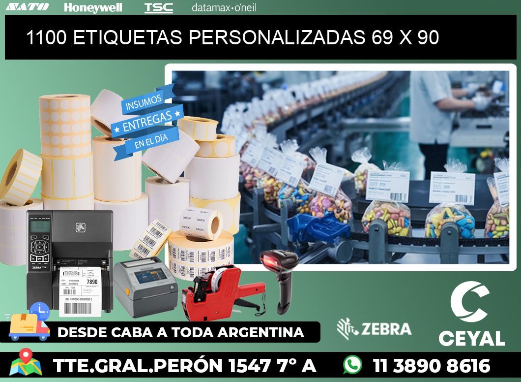 1100 ETIQUETAS PERSONALIZADAS 69 x 90