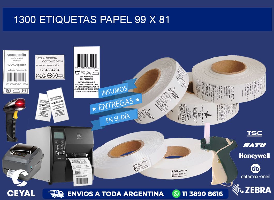 1300 ETIQUETAS PAPEL 99 x 81