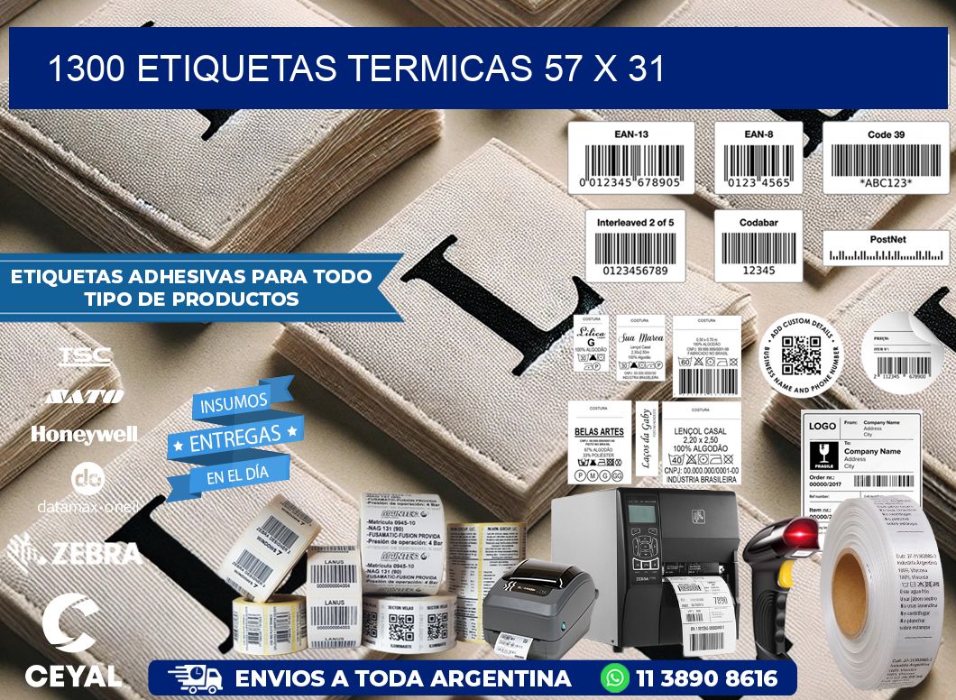 1300 ETIQUETAS TERMICAS 57 x 31