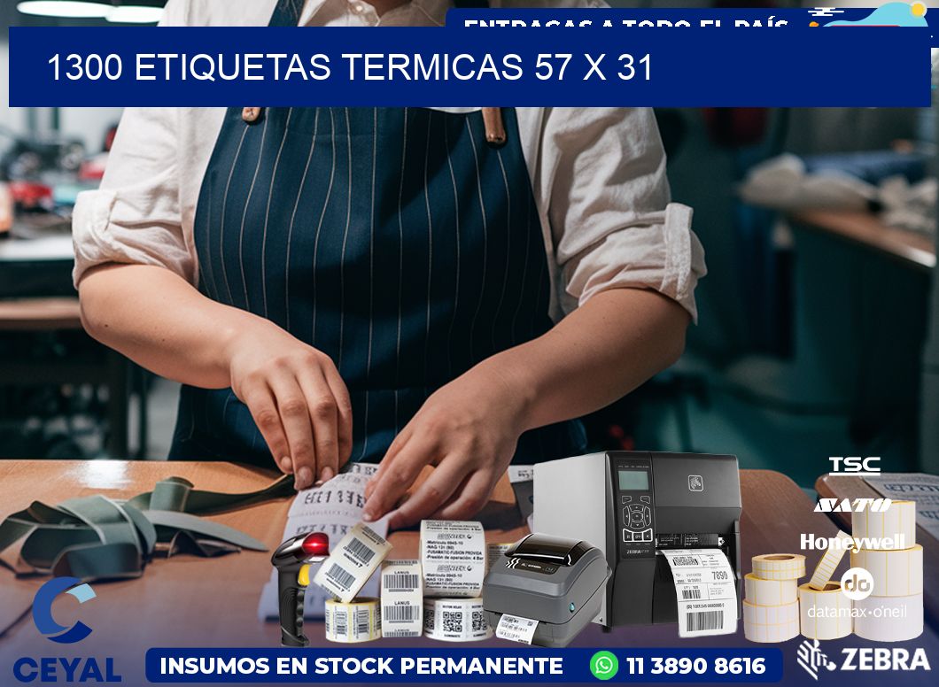 1300 ETIQUETAS TERMICAS 57 x 31