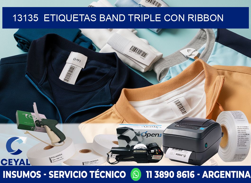 13135  ETIQUETAS BAND TRIPLE CON RIBBON