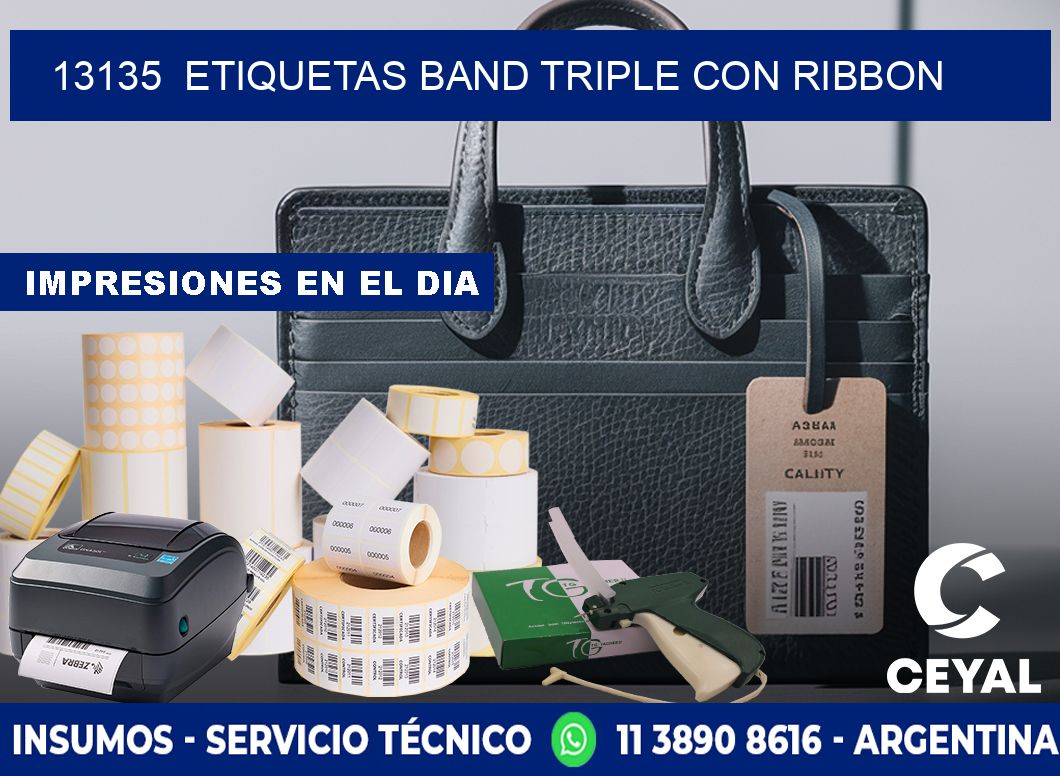 13135  ETIQUETAS BAND TRIPLE CON RIBBON